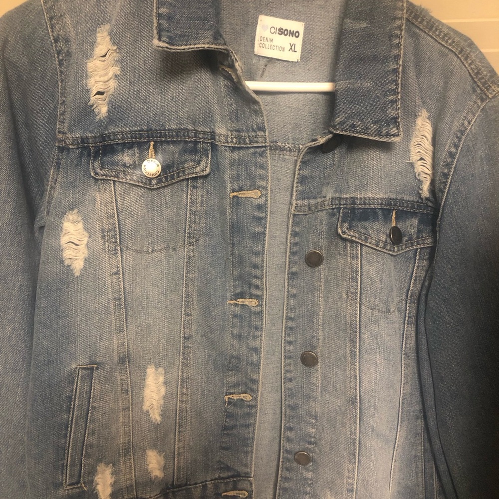 Ci Sono Blue Distressed Jean Jacket